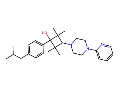 cis-(+-)-1-(4-(2-Methylpropyl)phenyl)-3-(4-(2-pyridinyl)-1-piperazinyl)cyclobutanol structure
