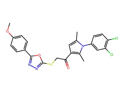 1-[1-(3,4-dichlorophenyl)-2,5-dimethylpyrrol-3-yl]-2-[[5-(4-methoxyphenyl)-1,3,4-oxadiazol-2-yl]sulfanyl]ethanone structure