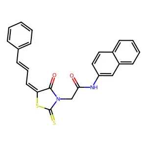 2-(5-cinnamylidene-4-oxo-2-sulfanylidene-1,3-thiazolidin-3-yl)-N-naphthalen-2-ylacetamide structure