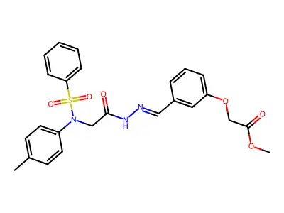 methyl 2-[3-[[[2-[N-(benzenesulfonyl)-4-methylanilino]acetyl]hydrazinylidene]methyl]phenoxy]acetate structure
