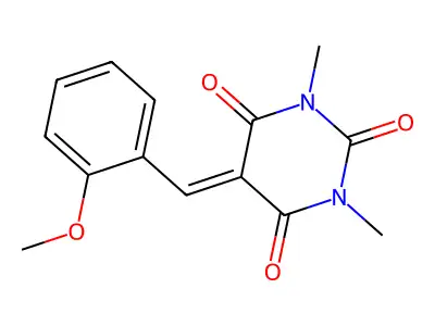 5-(2-methoxybenzylidene)-1,3-dimethylpyrimidine-2,4,6(1H,3H,5H)-trione structure