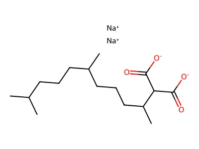 Disodium (6,10-dimethylundecan-2-yl)propanedioate structure