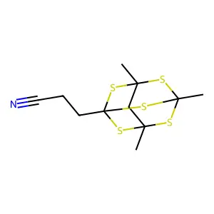 2,4,6,8,9-Pentathiatricyclo[3.3.1.1(3,7)]decane-1-propanenitrile, 3,5,7-trimethyl- structure