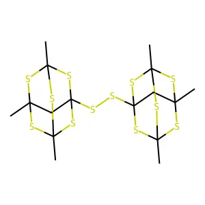 2,4,6,8,9-Pentathiatricyclo[3.3.1.1(3,7)]decane, 3,3'-dithiobis*1,5,7-trimethyl- structure