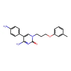 4-Amino-5-(4-aminophenyl)-1-[3-(3-methylphenoxy)propyl]pyrimidin-2-one structure