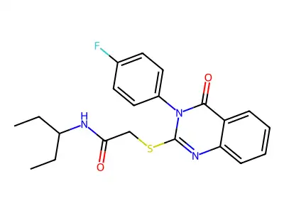 2-[3-(4-fluorophenyl)-4-oxoquinazolin-2-yl]sulfanyl-N-pentan-3-ylacetamide structure