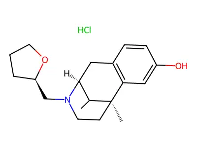 2,6-Methano-3-benzazocin-8-ol, 1,2,3,4,5,6-hexahydro-6,11-dimethyl-3-tetrahydrofurfuryl-, hydrochloride, (-)-(2R,6R,11R,2'R)- structure