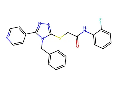2-((4-Benzyl-5-(pyridin-4-yl)-4H-1,2,4-triazol-3-yl)thio)-N-(2-fluorophenyl)acetamide structure