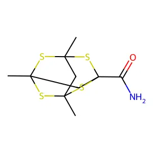 3,5,7-Trimethyl-2,4,6,8-tetrathiaadamantane-1-carboxamide structure