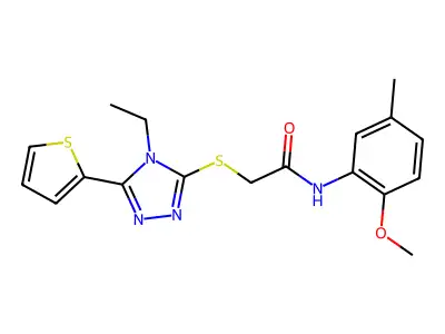 2-{[4-ETHYL-5-(2-THIENYL)-4H-1,2,4-TRIAZOL-3-YL]SULFANYL}-N-(2-METHOXY-5-METHYLPHENYL)ACETAMIDE structure
