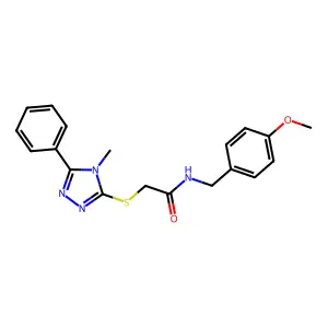 N-(4-methoxybenzyl)-2-[(4-methyl-5-phenyl-4H-1,2,4-triazol-3-yl)sulfanyl]acetamide structure