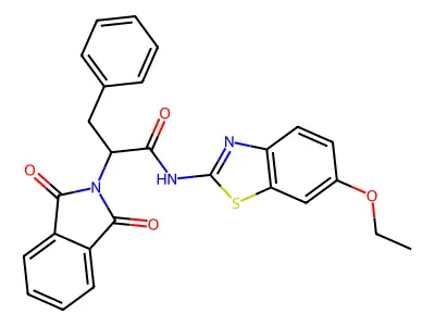 2-(1,3-dioxoisoindol-2-yl)-N-(6-ethoxy-1,3-benzothiazol-2-yl)-3-phenylpropanamide structure