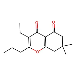 3-ethyl-7,7-dimethyl-2-propyl-7,8-dihydro-4H-chromene-4,5(6H)-dione structure