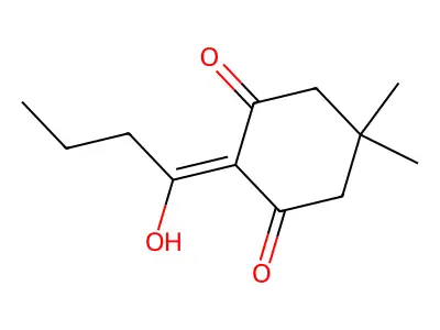 1,3-Cyclohexanedione, 5,5-dimethyl-2-(1-oxobutyl)- structure