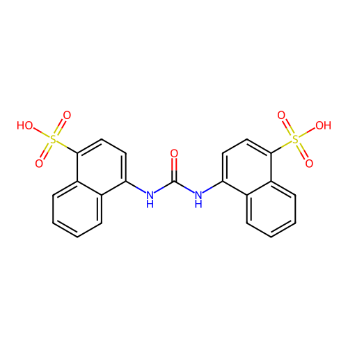 4-((N-(4-Sulfonaphthyl)carbamoyl)amino)naphthalenesulfonic acid structure