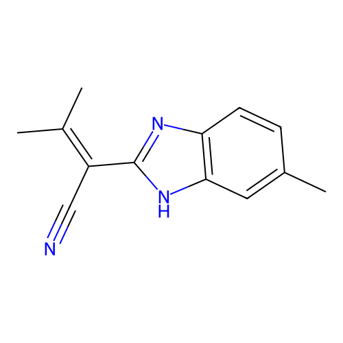 3-methyl-2-(6-methyl-1H-benzimidazol-2-yl)-2-butenenitrile structure