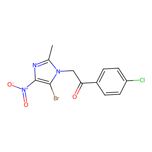 2-(5-Bromo-2-methyl-4-nitro-imidazol-1-yl)-1-(4-chloro-phenyl)-ethanone structure