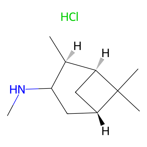 N,2,6,6-Tetramethylbicyclo[3.1.1]heptan-3-amine--hydrogen chloride (1/1) structure