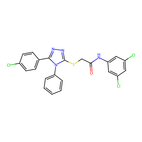 2-[[5-(4-chlorophenyl)-4-phenyl-1,2,4-triazol-3-yl]sulfanyl]-N-(3,5-dichlorophenyl)acetamide structure