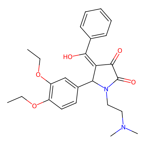 (4E)-5-(3,4-diethoxyphenyl)-1-(2-dimethylaminoethyl)-4-[hydroxy(phenyl)methylidene]pyrrolidine-2,3-dione structure