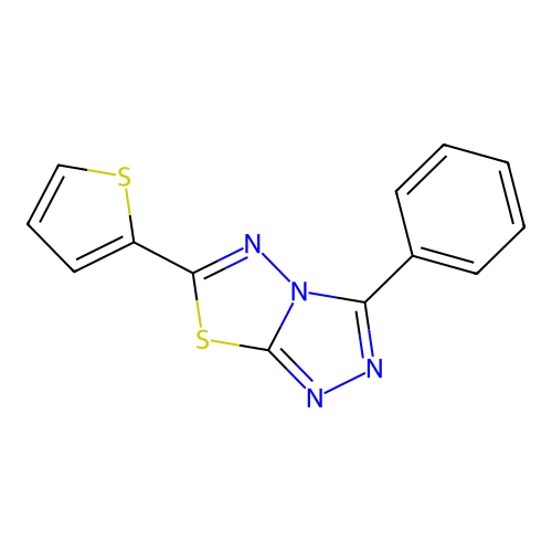 3-Phenyl-6-thiophen-2-yl-[1,2,4]triazolo[3,4-b][1,3,4]thiadiazole structure