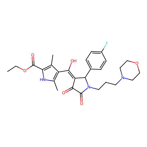 ethyl 4-(2-(4-fluorophenyl)-4-hydroxy-1-(3-morpholinopropyl)-5-oxo-2,5-dihydro-1H-pyrrole-3-carbonyl)-3,5-dimethyl-1H-pyrrole-2-carboxylate structure
