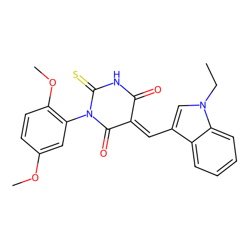 (5E)-1-(2,5-dimethoxyphenyl)-5-[(1-ethyl-1H-indol-3-yl)methylidene]-2-sulfanylpyrimidine-4,6(1H,5H)-dione structure