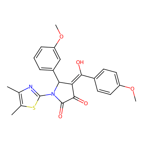 (4E)-1-(4,5-dimethyl-1,3-thiazol-2-yl)-4-[hydroxy(4-methoxyphenyl)methylidene]-5-(3-methoxyphenyl)pyrrolidine-2,3-dione structure