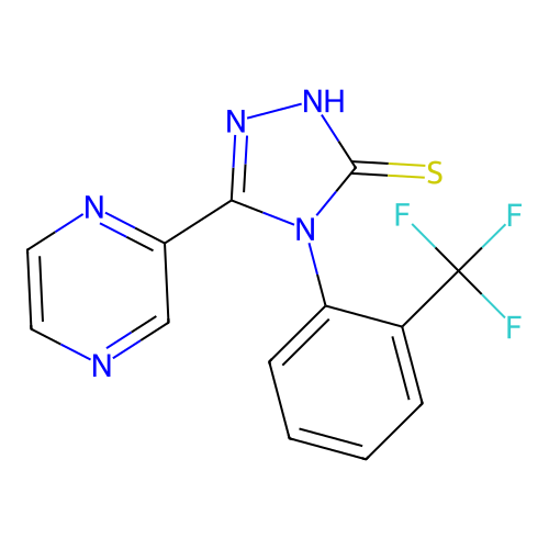 5-Pyrazin-2-yl-4-(2-trifluoromethyl-phenyl)-4H-[1,2,4]triazole-3-thiol structure