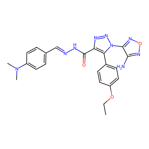 (E)-1-(4-amino-1,2,5-oxadiazol-3-yl)-N'-(4-(dimethylamino)benzylidene)-5-(4-ethoxyphenyl)-1H-1,2,3-triazole-4-carbohydrazide structure