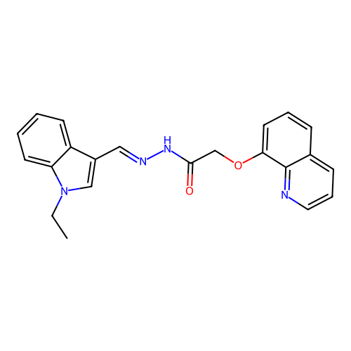N'-[(E)-(1-ethyl-1H-indol-3-yl)methylidene]-2-(quinolin-8-yloxy)acetohydrazide structure