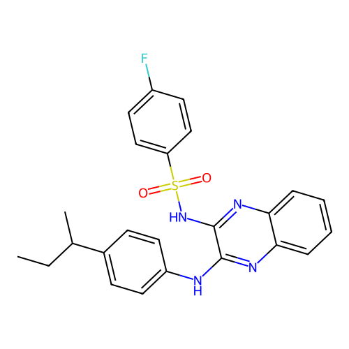 N-(3-{[4-(butan-2-yl)phenyl]amino}quinoxalin-2-yl)-4-fluorobenzenesulfonamide structure