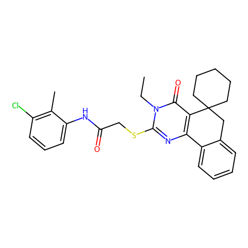 N-(3-chloro-2-methylphenyl)-2-((3-ethyl-4-oxo-4,6-dihydro-3H-spiro[benzo[h]quinazoline-5,1'-cyclohexan]-2-yl)thio)acetamide structure