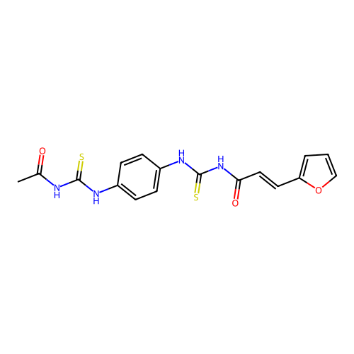 (2E)-N-({4-[(acetylcarbamothioyl)amino]phenyl}carbamothioyl)-3-(furan-2-yl)prop-2-enamide structure