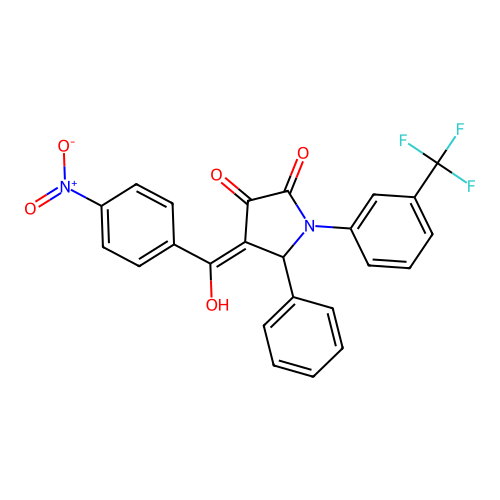 3-hydroxy-4-(4-nitrobenzoyl)-5-phenyl-1-(3-(trifluoromethyl)phenyl)-1H-pyrrol-2(5H)-one structure