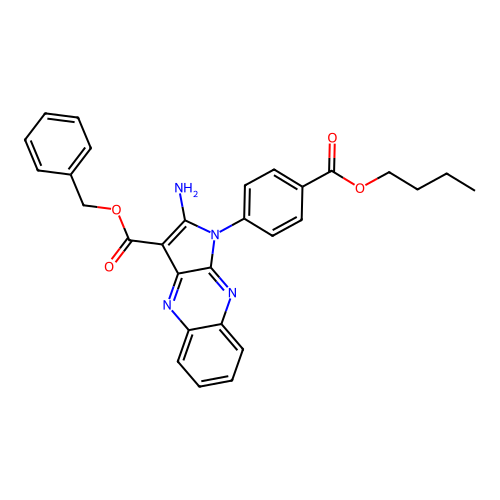 benzyl 2-amino-1-(4-(butoxycarbonyl)phenyl)-1H-pyrrolo[2,3-b]quinoxaline-3-carboxylate structure