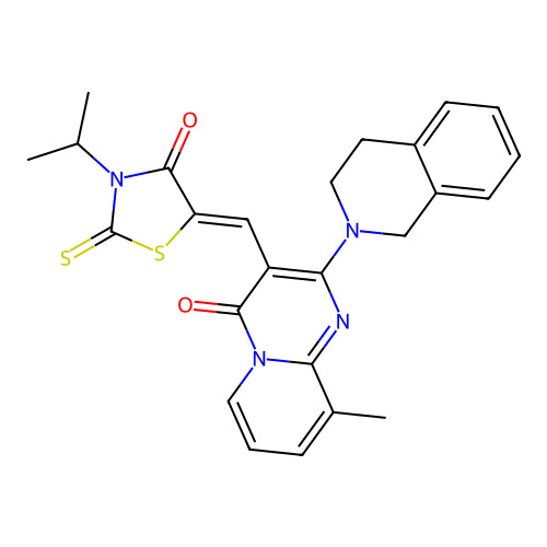 (Z)-5-((2-(3,4-dihydroisoquinolin-2(1H)-yl)-9-methyl-4-oxo-4H-pyrido[1,2-a]pyrimidin-3-yl)methylene)-3-isopropyl-2-thioxothiazolidin-4-one structure