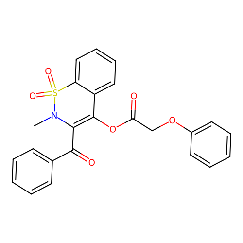 3-benzoyl-2-methyl-1,1-dioxido-2H-1,2-benzothiazin-4-yl phenoxyacetate structure