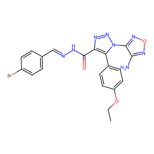 (E)-1-(4-amino-1,2,5-oxadiazol-3-yl)-N'-(4-bromobenzylidene)-5-(4-ethoxyphenyl)-1H-1,2,3-triazole-4-carbohydrazide structure