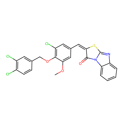 (E)-2-(3-chloro-4-((3,4-dichlorobenzyl)oxy)-5-methoxybenzylidene)benzo[4,5]imidazo[2,1-b]thiazol-3(2H)-one structure