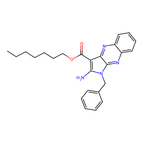 heptyl 2-amino-1-benzyl-1H-pyrrolo[2,3-b]quinoxaline-3-carboxylate structure
