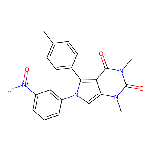 1,3-dimethyl-5-(4-methylphenyl)-6-(3-nitrophenyl)pyrrolo[3,4-d]pyrimidine-2,4-dione structure