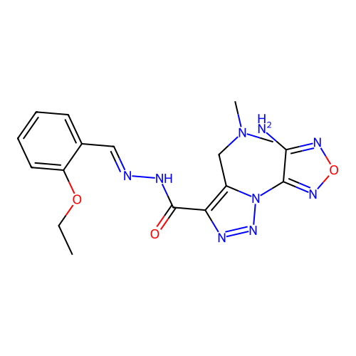 (E)-1-(4-amino-1,2,5-oxadiazol-3-yl)-5-((dimethylamino)methyl)-N'-(2-ethoxybenzylidene)-1H-1,2,3-triazole-4-carbohydrazide structure