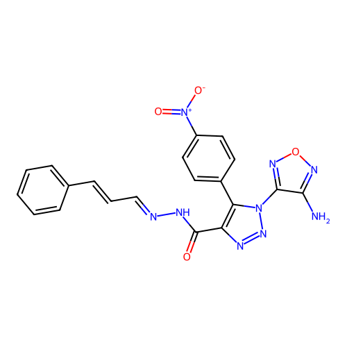 1-(4-amino-1,2,5-oxadiazol-3-yl)-5-(4-nitrophenyl)-N'-[(1E,2E)-3-phenylprop-2-en-1-ylidene]-1H-1,2,3-triazole-4-carbohydrazide structure