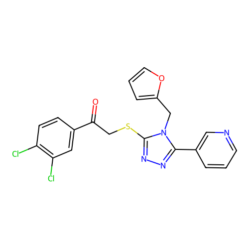 1-(3,4-dichlorophenyl)-2-[[4-(2-furanylmethyl)-5-(3-pyridinyl)-1,2,4-triazol-3-yl]thio]ethanone structure