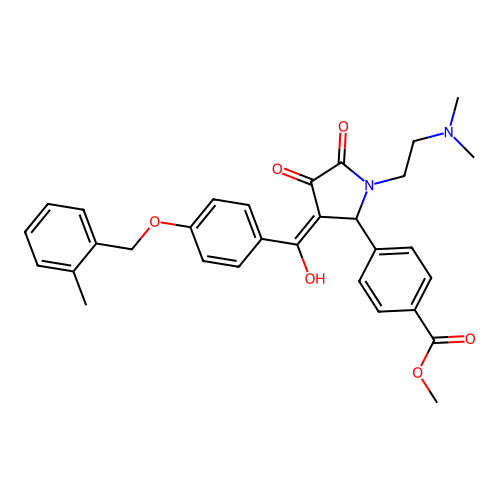 methyl 4-(1-(2-(dimethylamino)ethyl)-4-hydroxy-3-(4-((2-methylbenzyl)oxy)benzoyl)-5-oxo-2,5-dihydro-1H-pyrrol-2-yl)benzoate structure