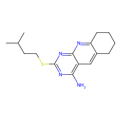 2-[(3-Methylbutyl)sulfanyl]-6,7,8,9-tetrahydropyrimido[4,5-b]quinolin-4-amine structure