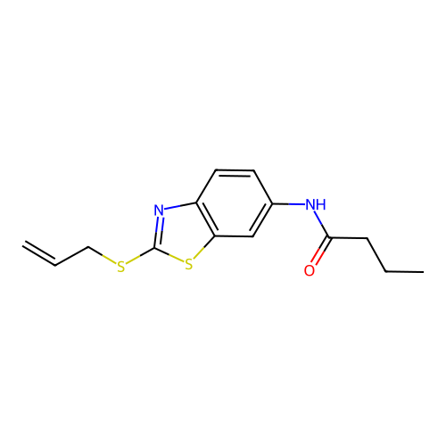 N-[2-(prop-2-en-1-ylsulfanyl)-1,3-benzothiazol-6-yl]butanamide structure