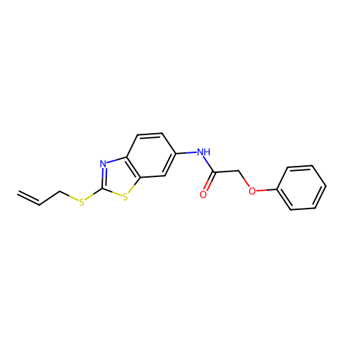 2-phenoxy-N-[2-(prop-2-en-1-ylsulfanyl)-1,3-benzothiazol-6-yl]acetamide structure