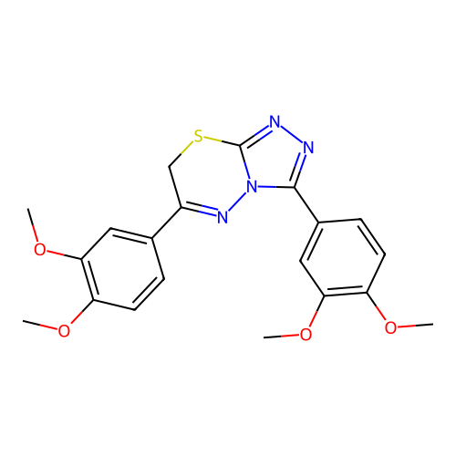3,6-bis(3,4-dimethoxyphenyl)-7H-[1,2,4]triazolo[3,4-b][1,3,4]thiadiazine structure